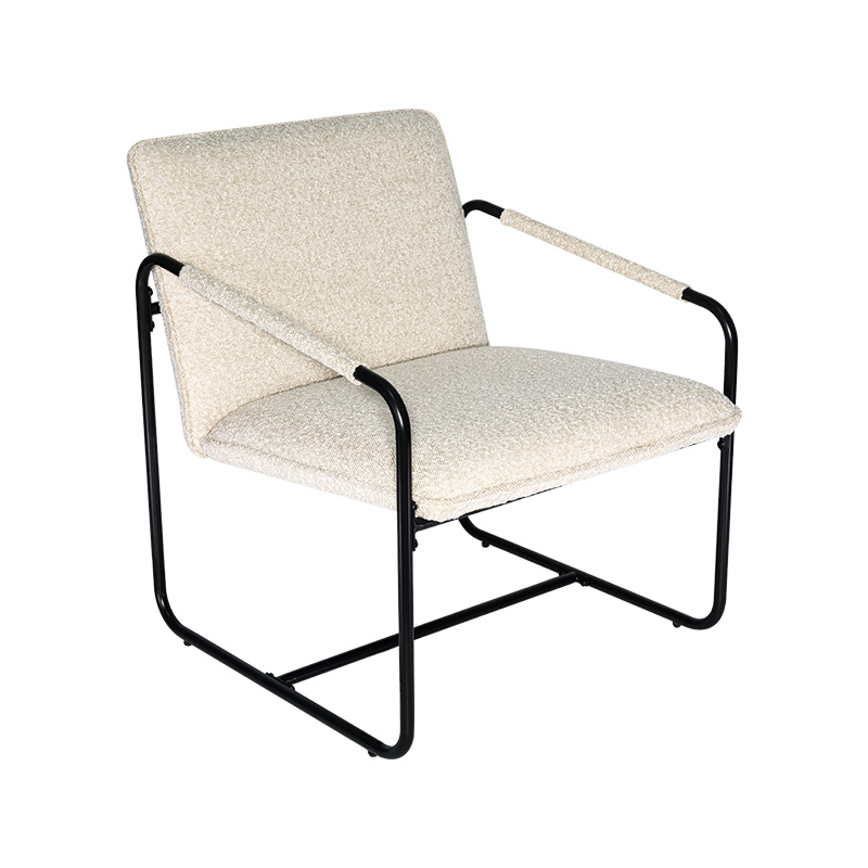 Sillón de oficina de acero de tela de boucle o pana/silla de acento/silla de brazo asiento tapizado y espalda